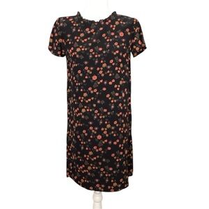 Wayf Barney’s New York Co-op Black Mini Dress with Red Floral Pattern